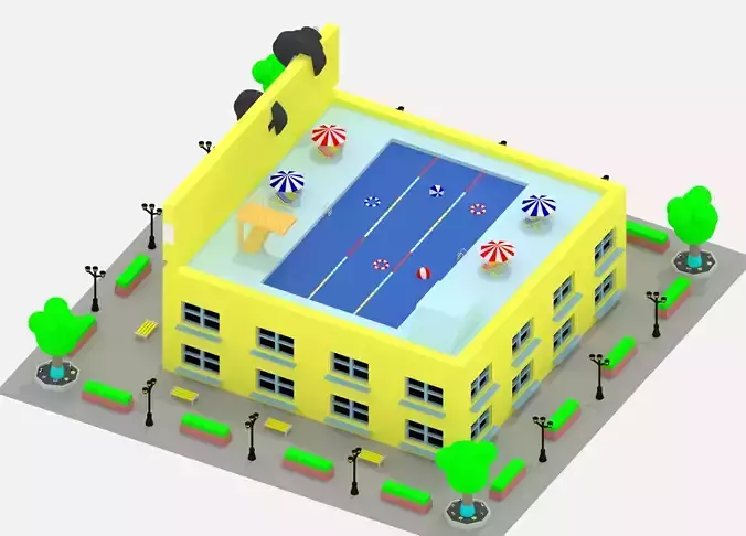 Low Poly Cartoon Gym