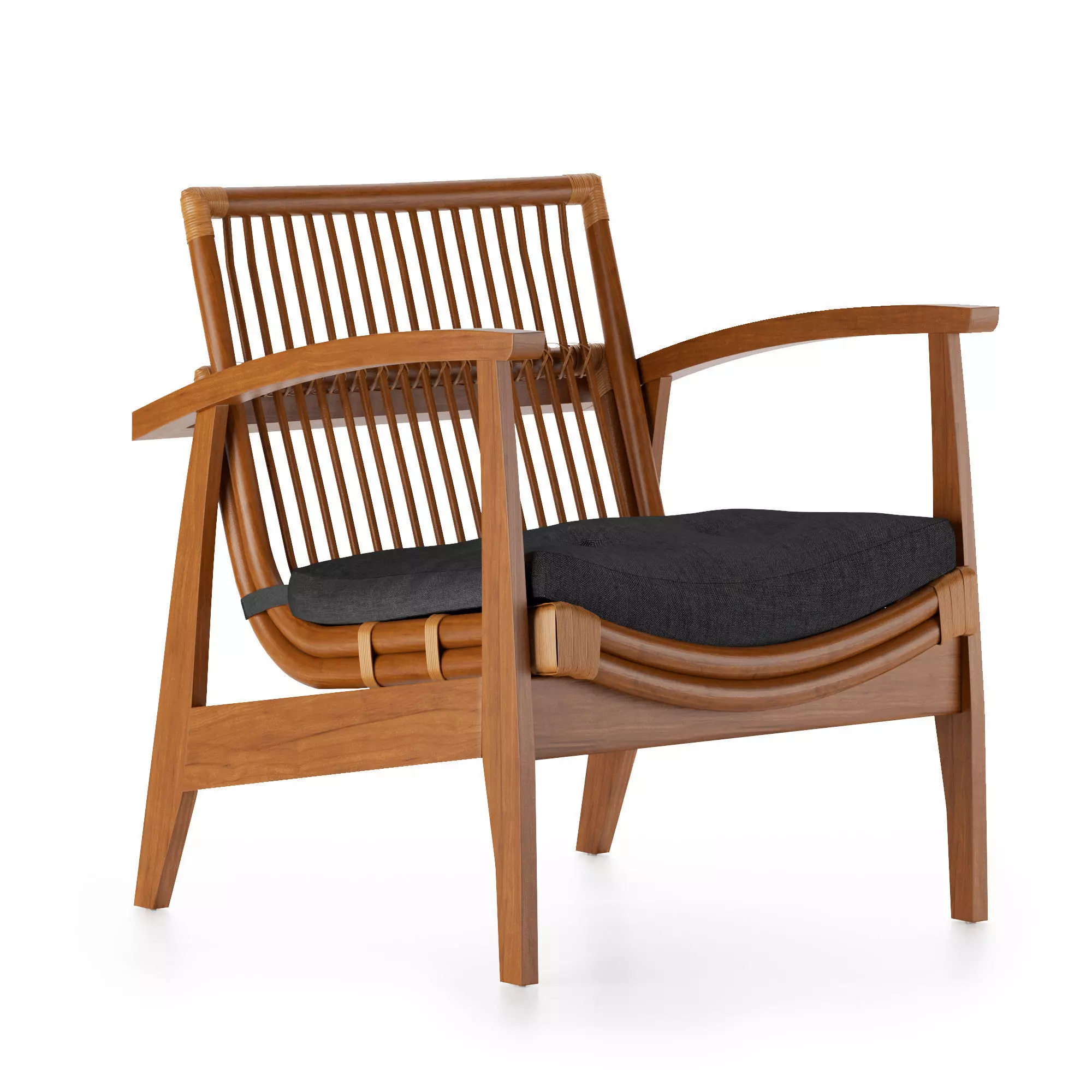 NOELIE RATTAN LOUNGE CHAIR WITH CUSHION CB2 3D model