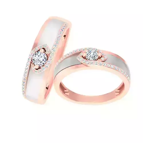 Couple Band Ring 3dm stl render detail