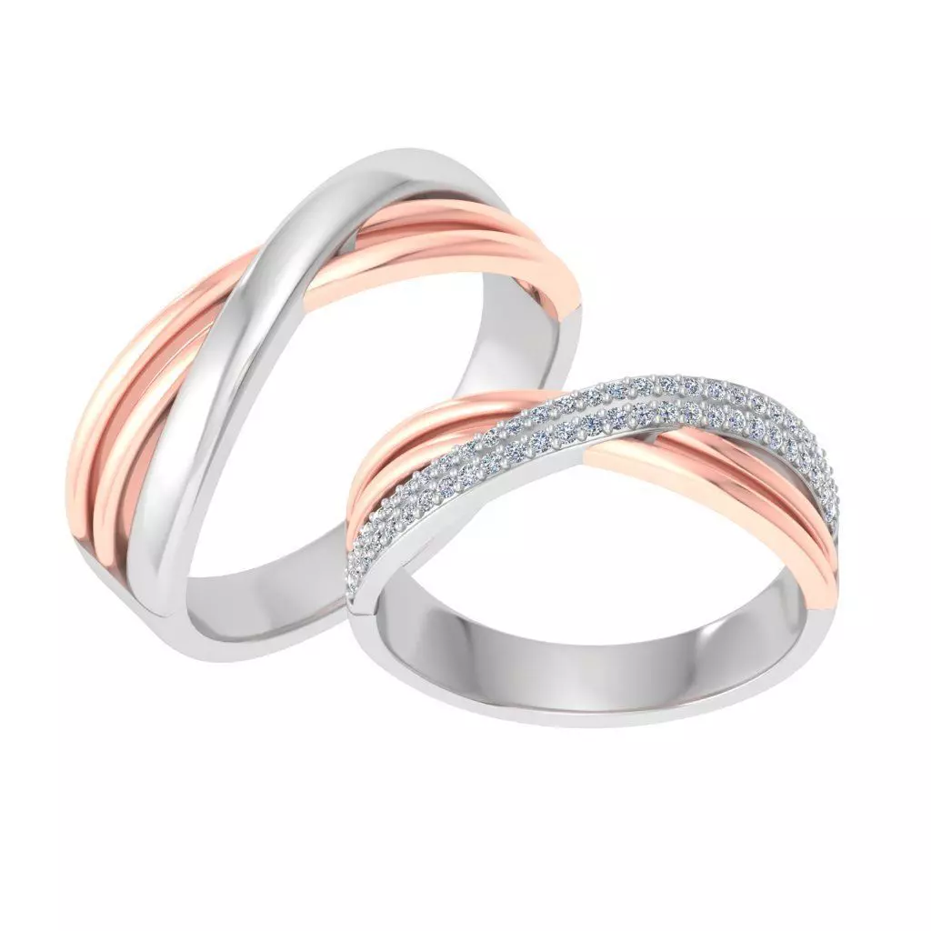 Couple Band Ring 3dm stl render detail 3D print model