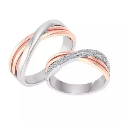 Couple Band Ring 3dm stl render detail