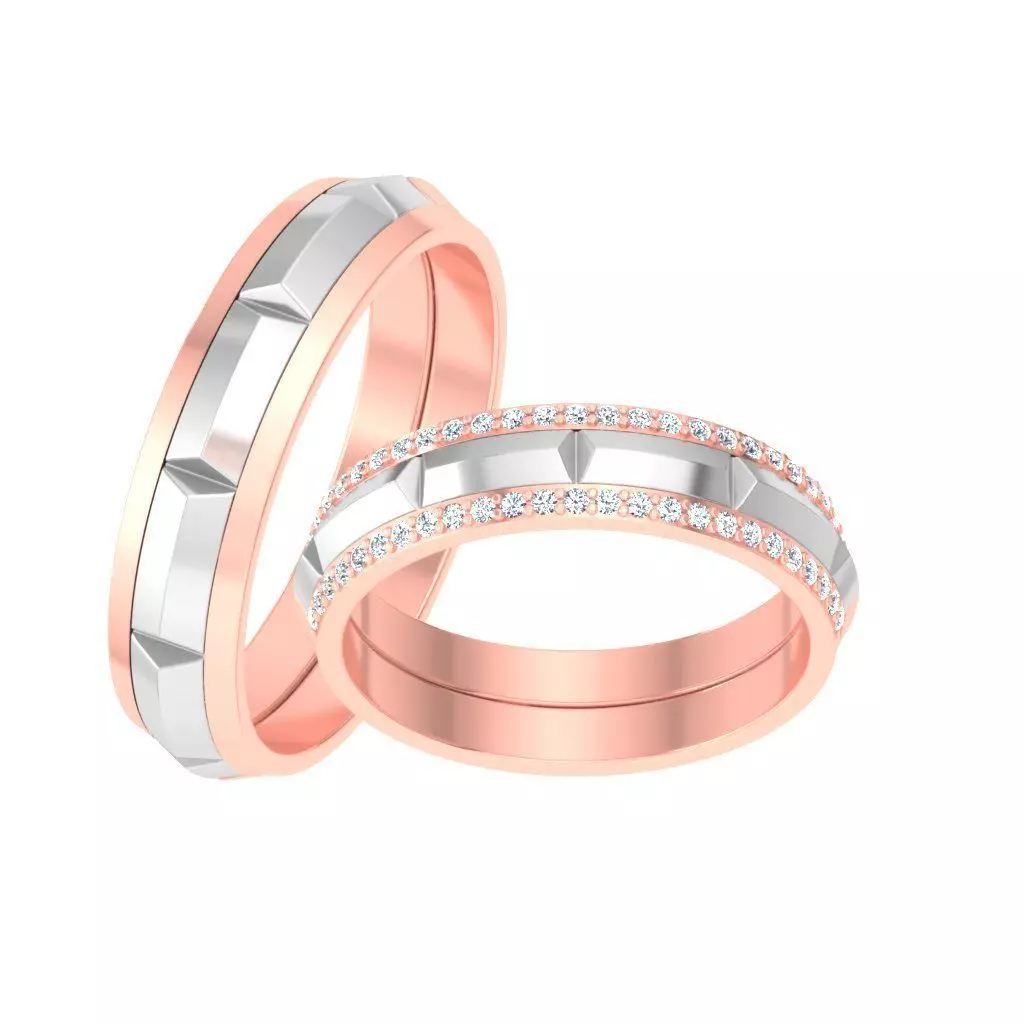 Couple Band Ring 3dm stl render detail 3D print model_0