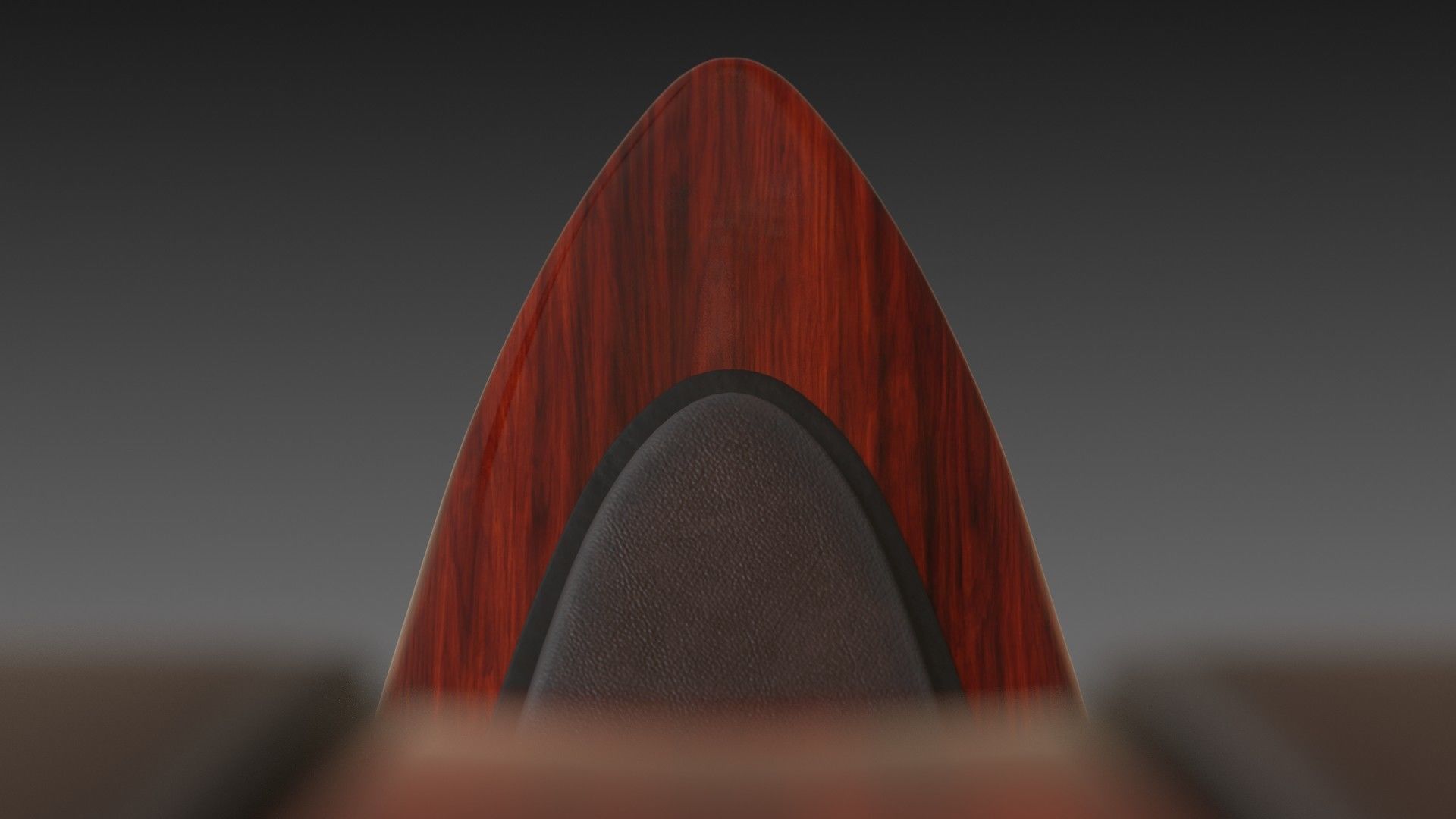 Wooden red chair with dark shiny leather 3D model_13