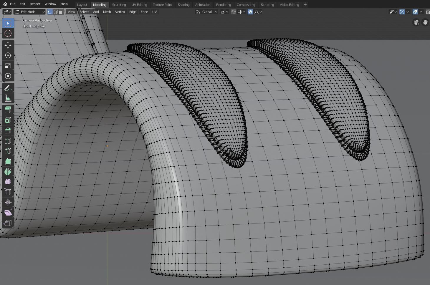 Wooden red chair with dark shiny leather 3D model_23