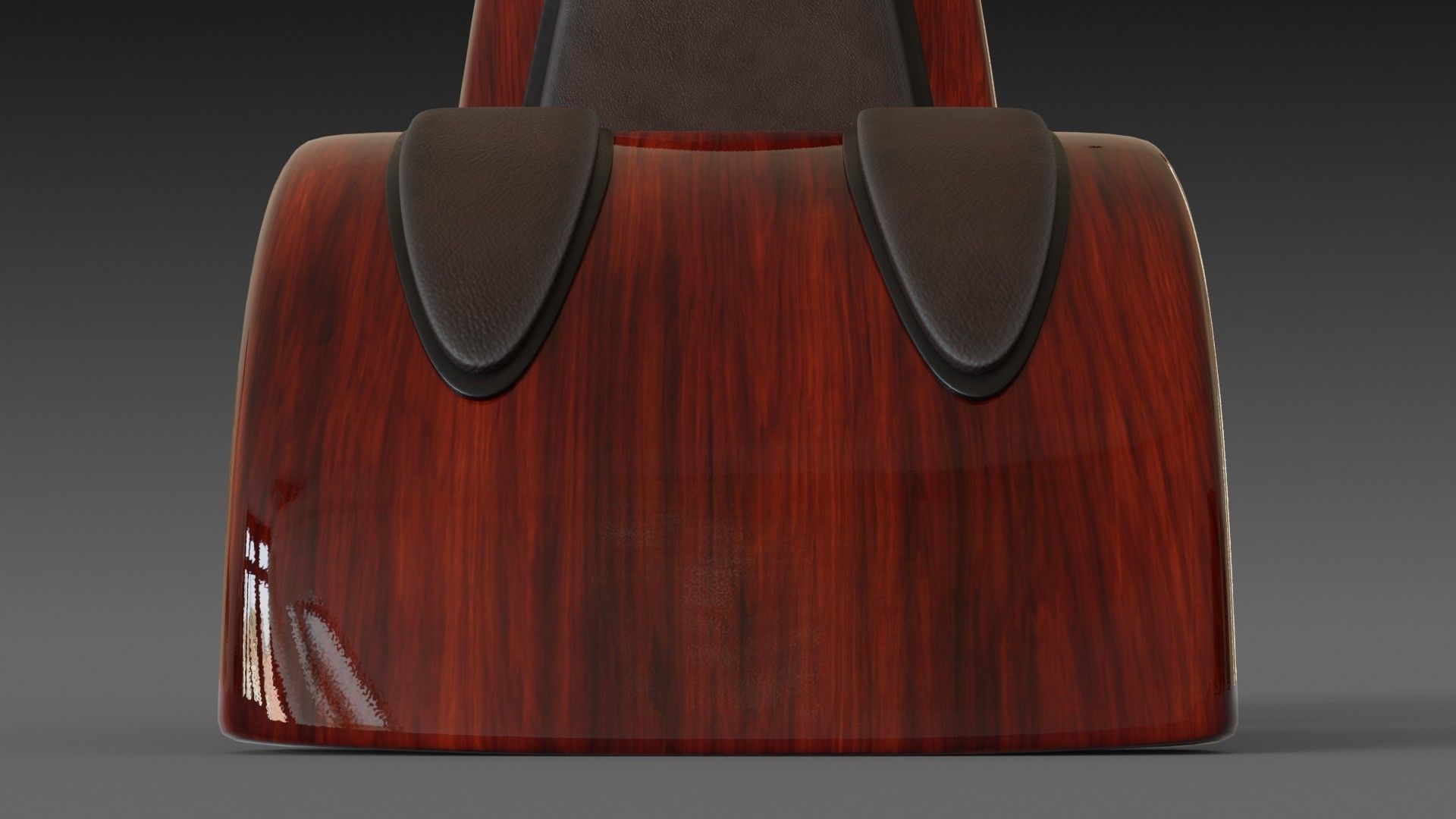 Wooden red chair with dark shiny leather 3D model_11