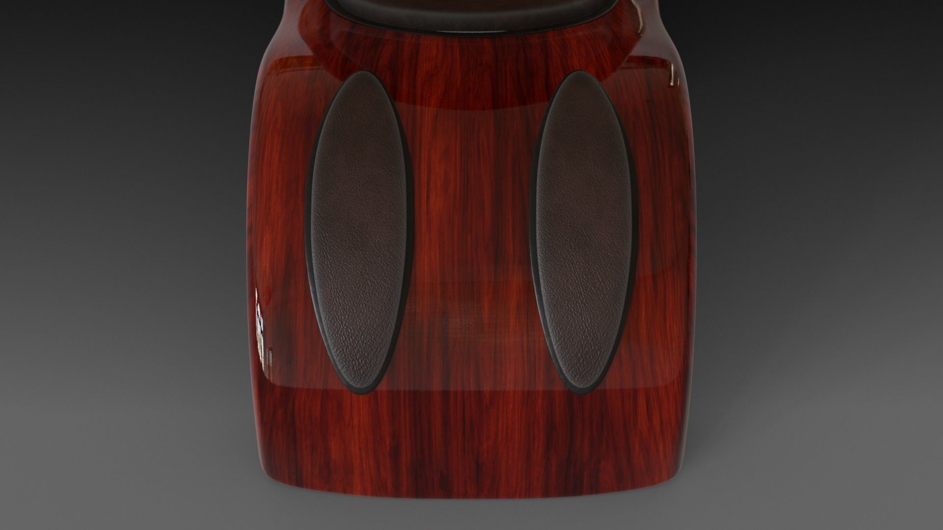 Wooden red chair with dark shiny leather 3D model_18