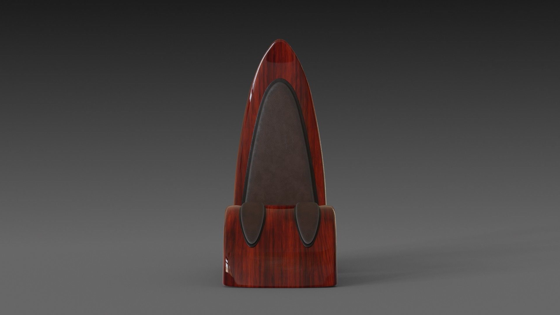 Wooden red chair with dark shiny leather 3D model_0
