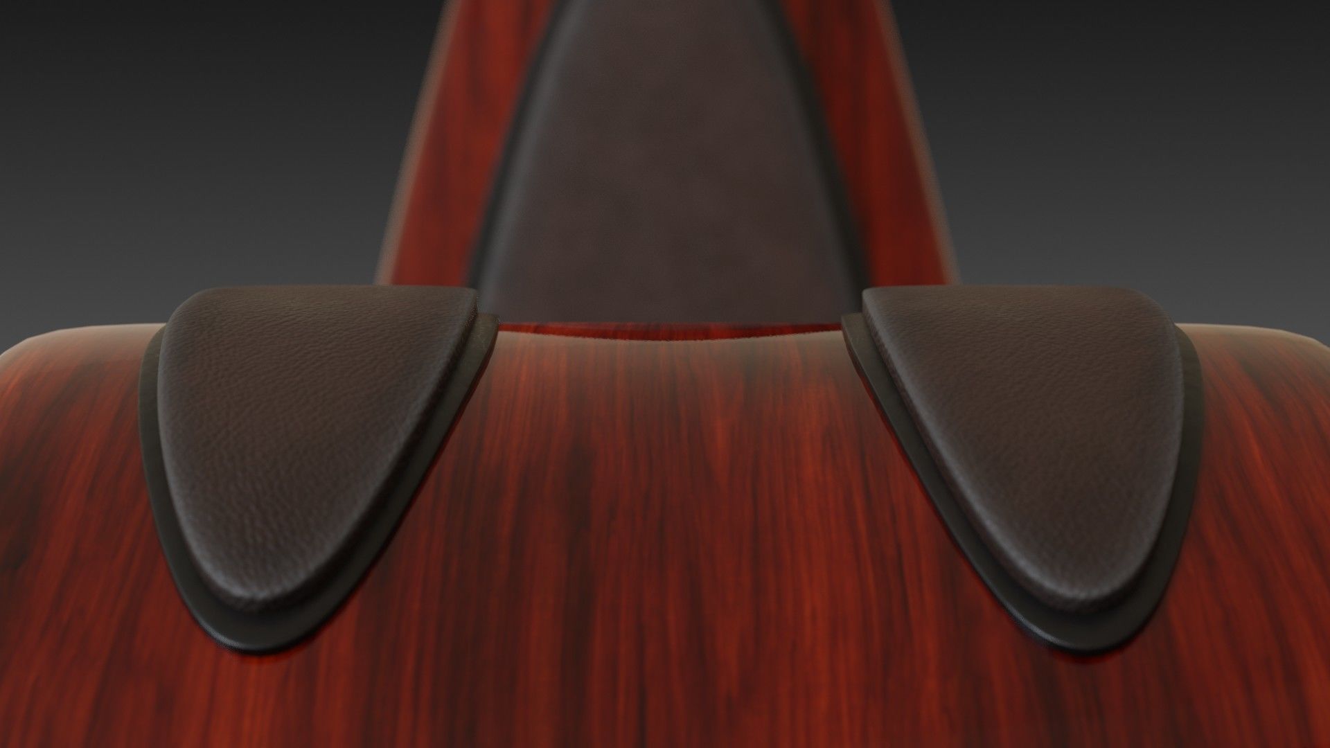 Wooden red chair with dark shiny leather 3D model_12