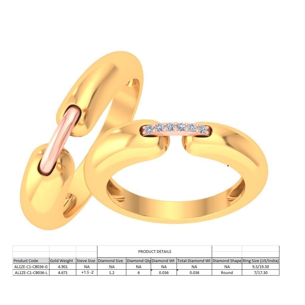 Couple Band Ring 3dm stl detail 3D print model_3