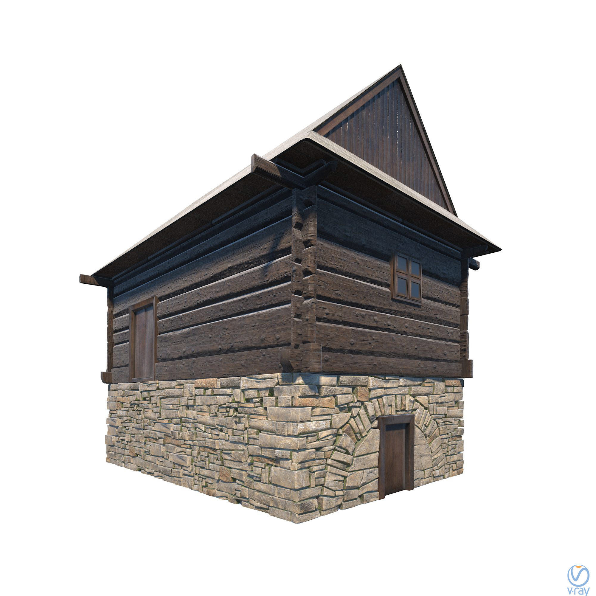 Granary Building - Slav Architecture Low-poly 3D model_2