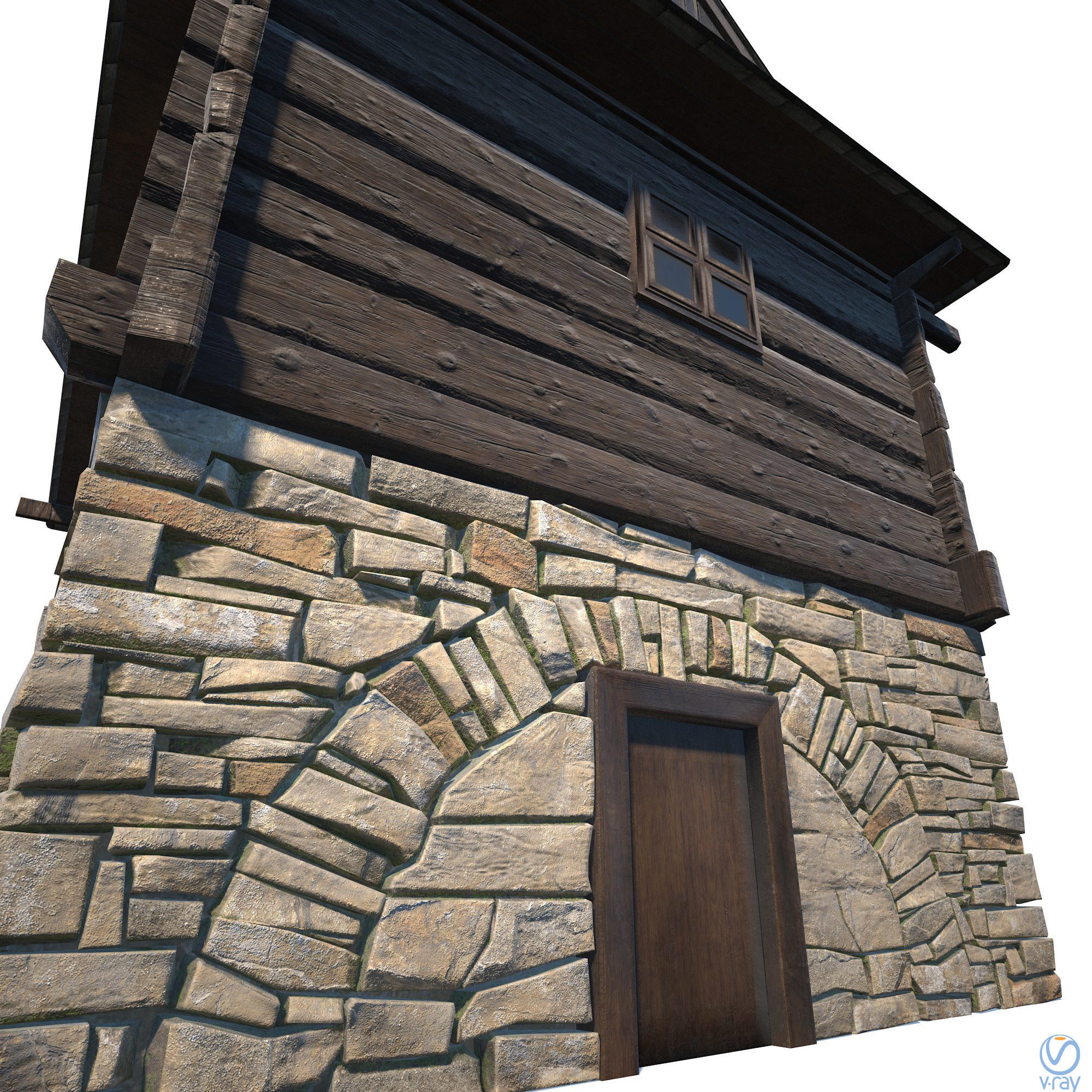 Granary Building - Slav Architecture Low-poly 3D model_7