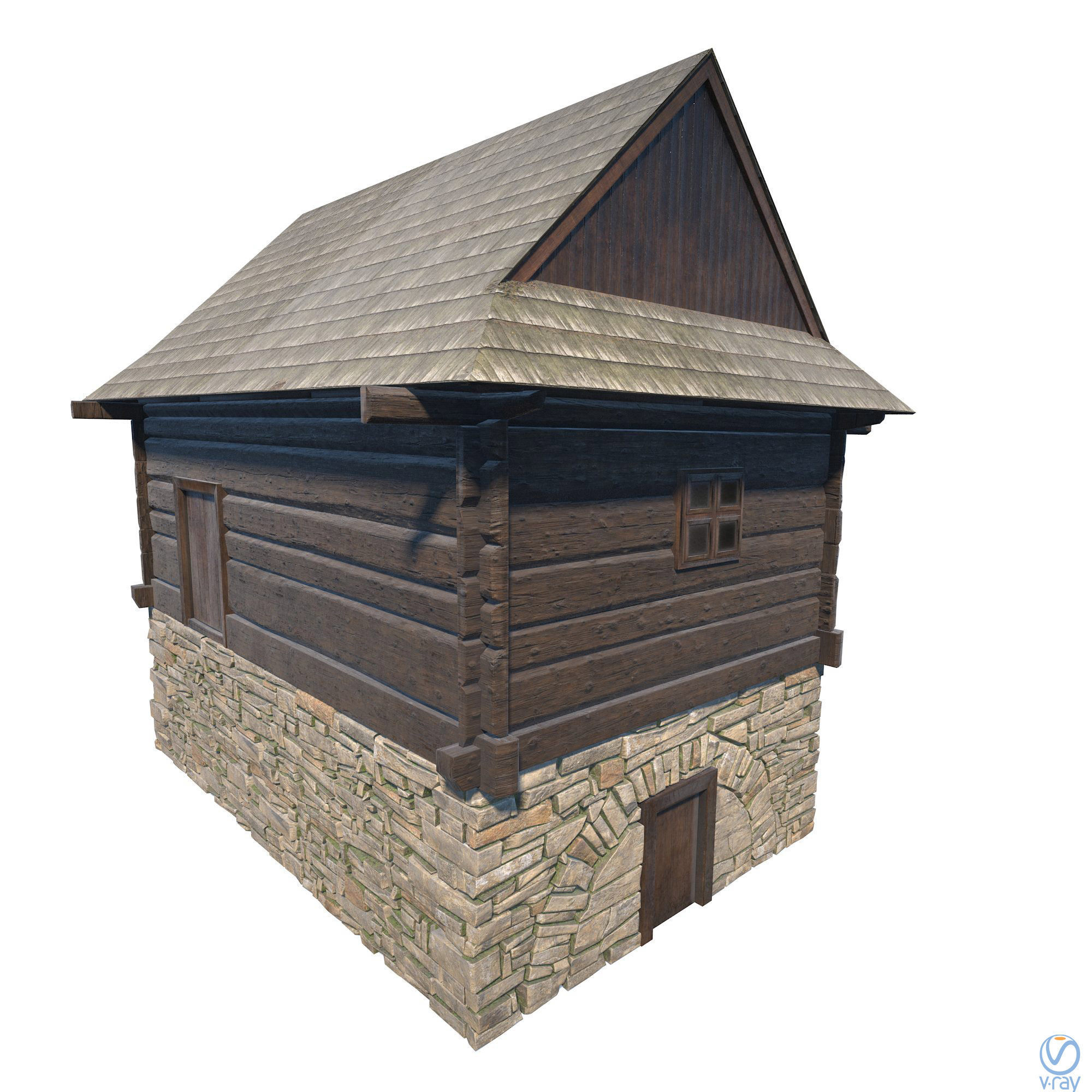 Granary Building - Slav Architecture Low-poly 3D model_4