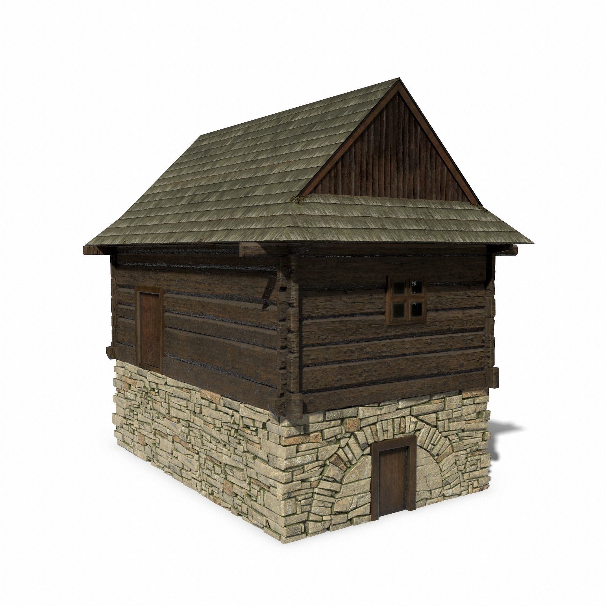 Granary Building - Slav Architecture Low-poly 3D model_11