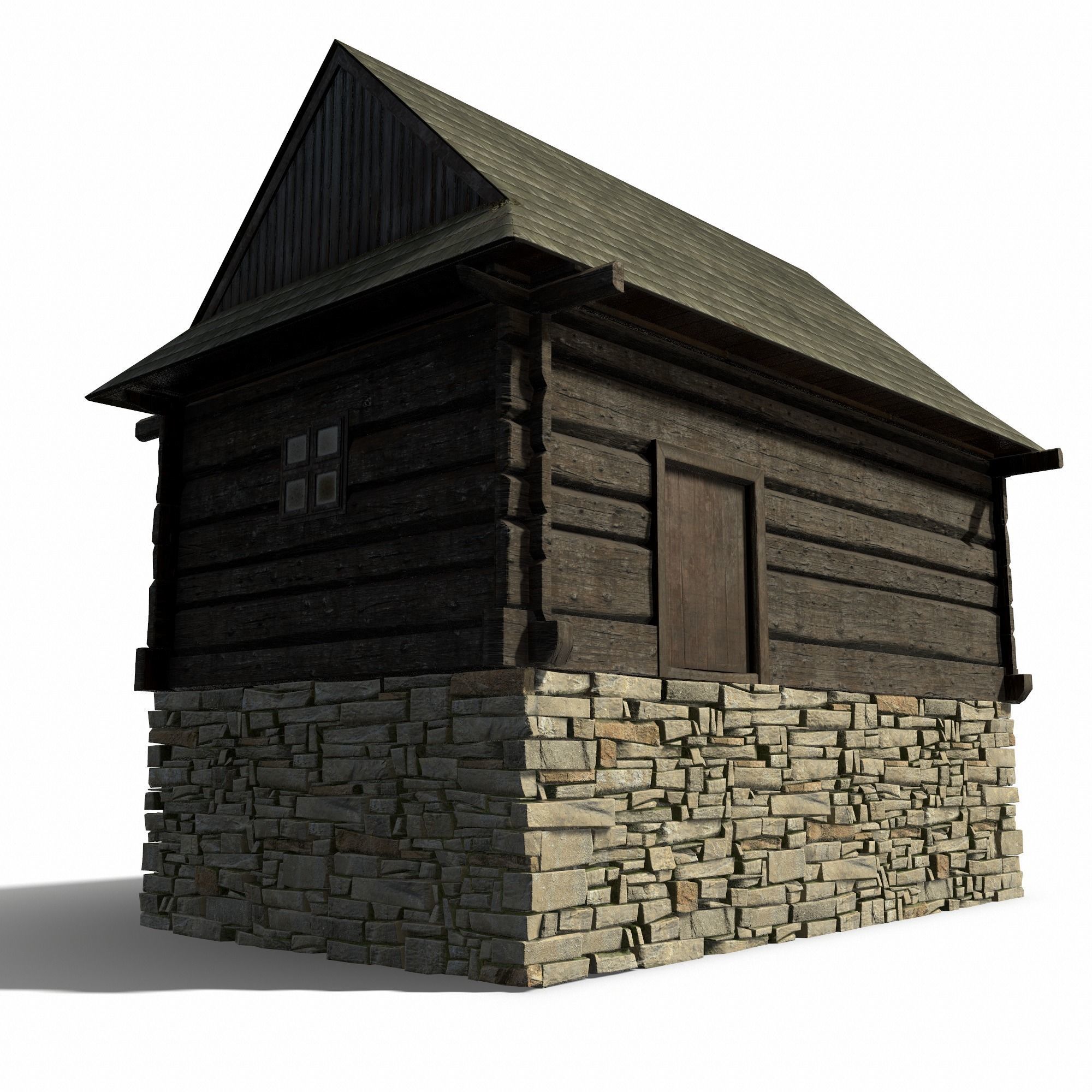 Granary Building - Slav Architecture Low-poly 3D model_13