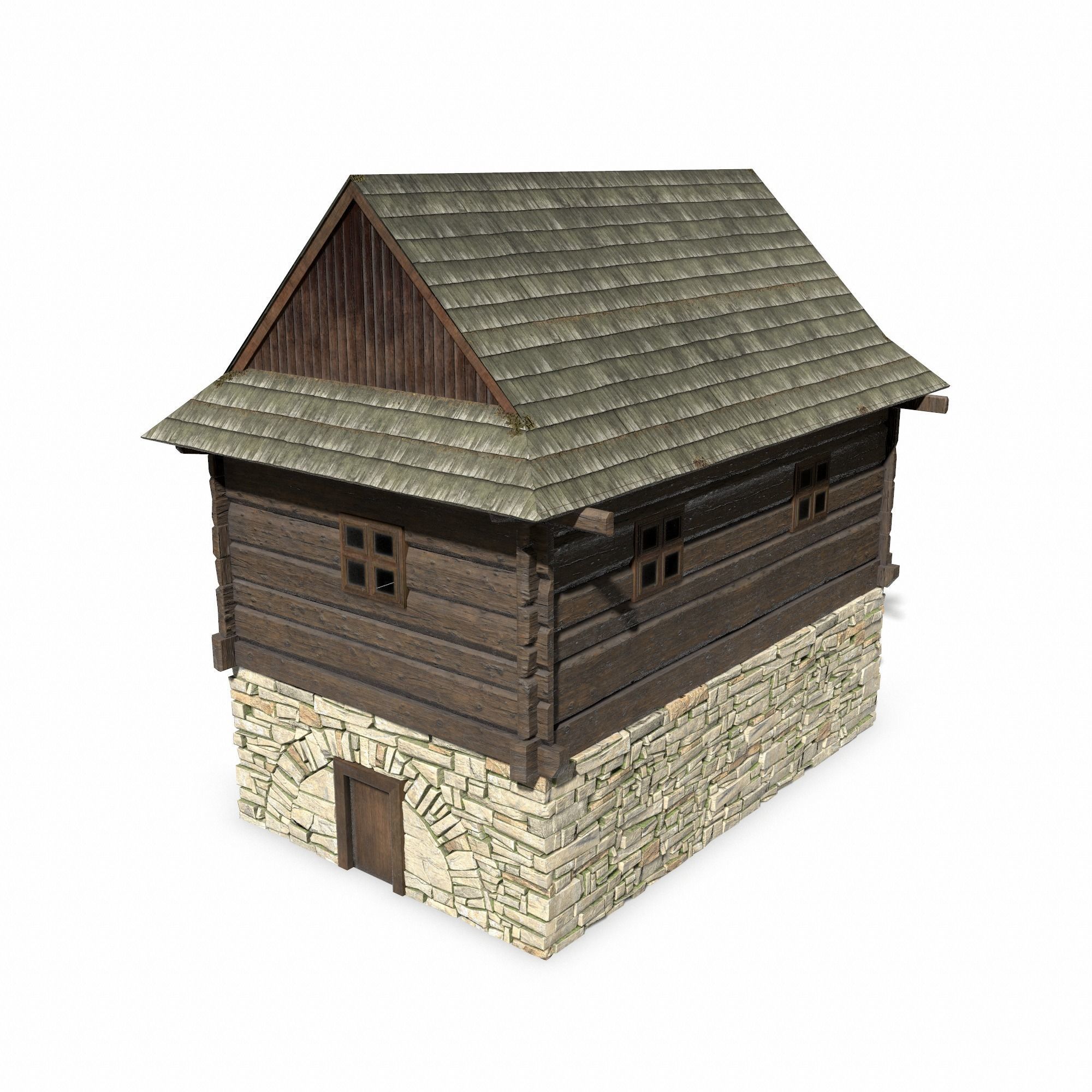Granary Building - Slav Architecture Low-poly 3D model_14