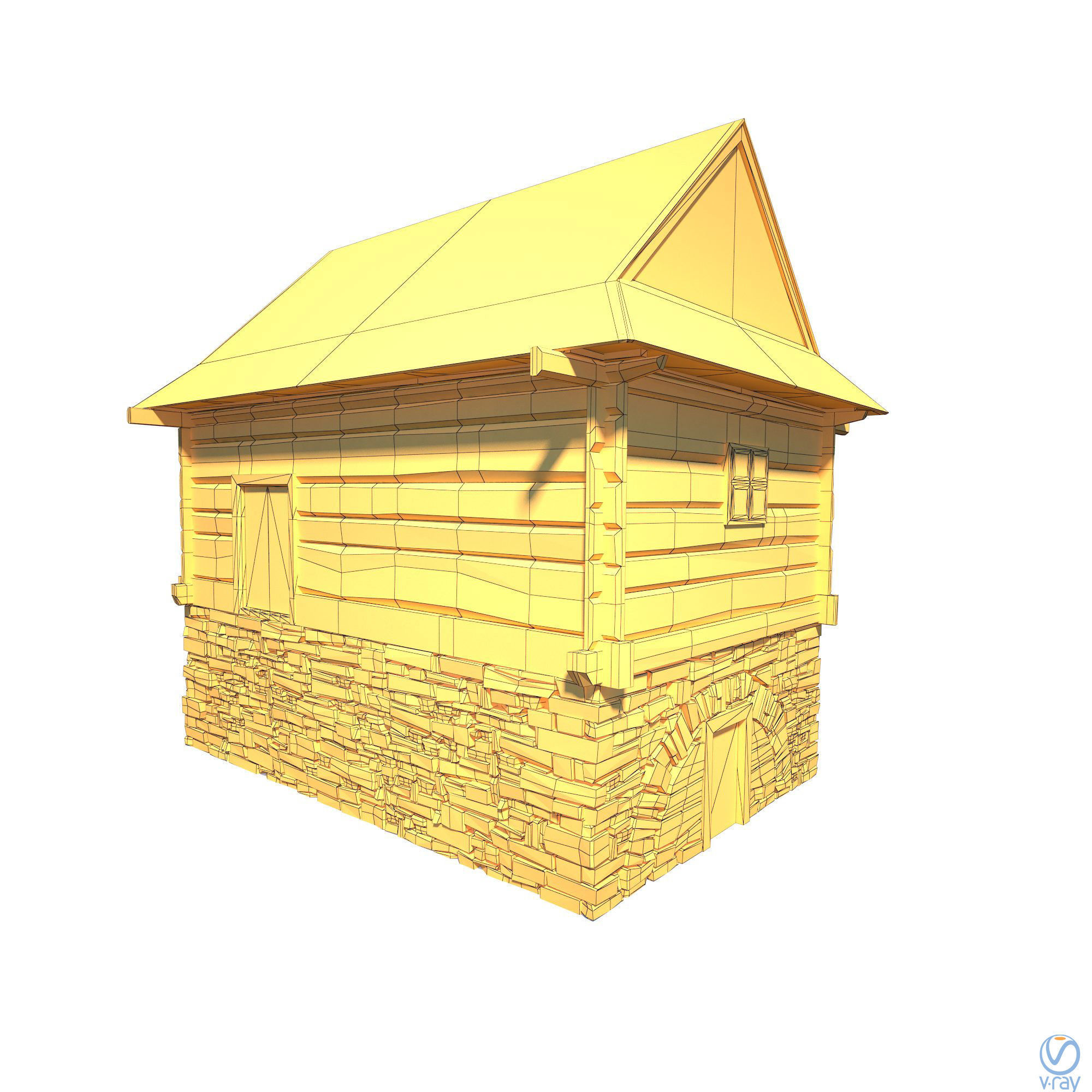 Granary Building - Slav Architecture Low-poly 3D model_8