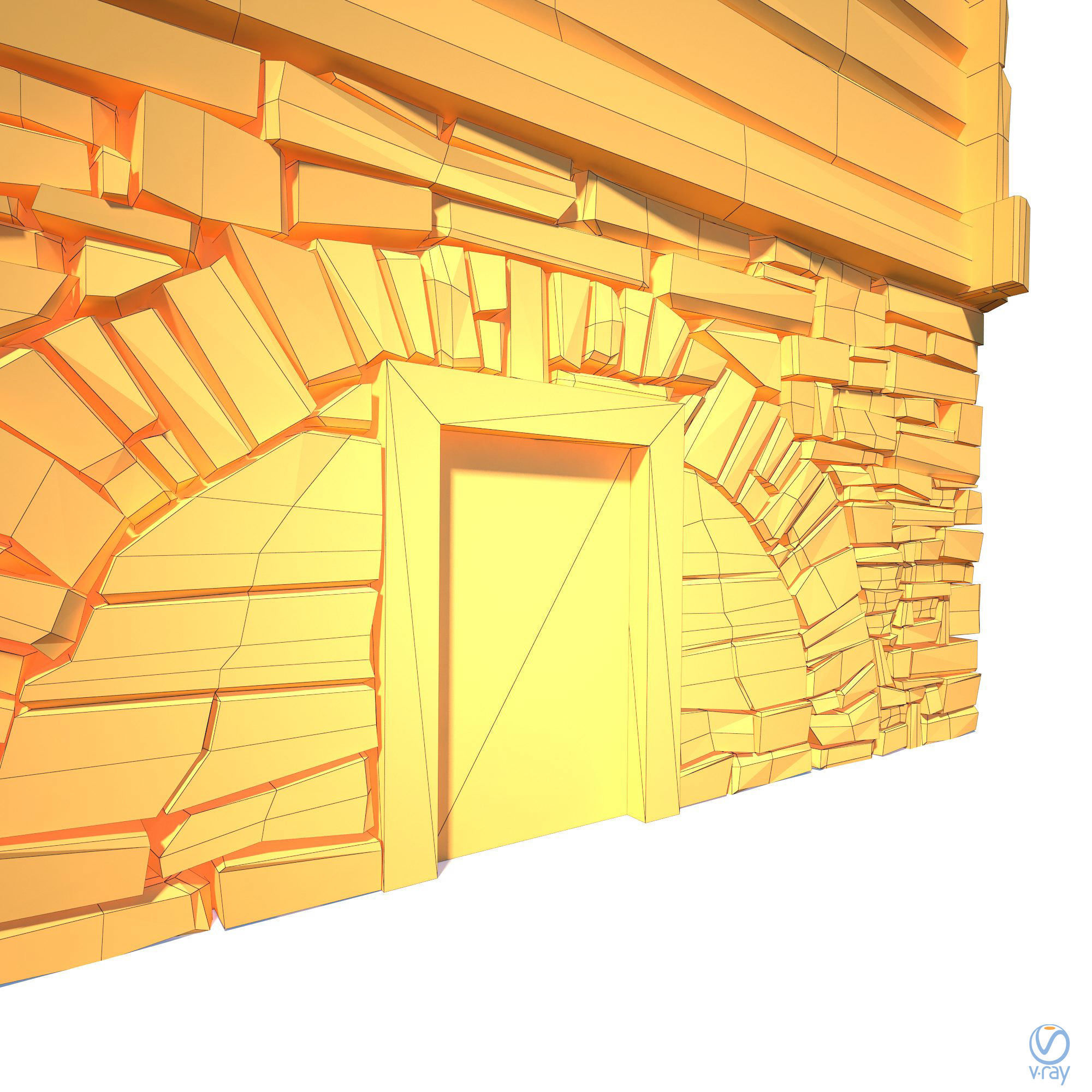 Granary Building - Slav Architecture Low-poly 3D model_10