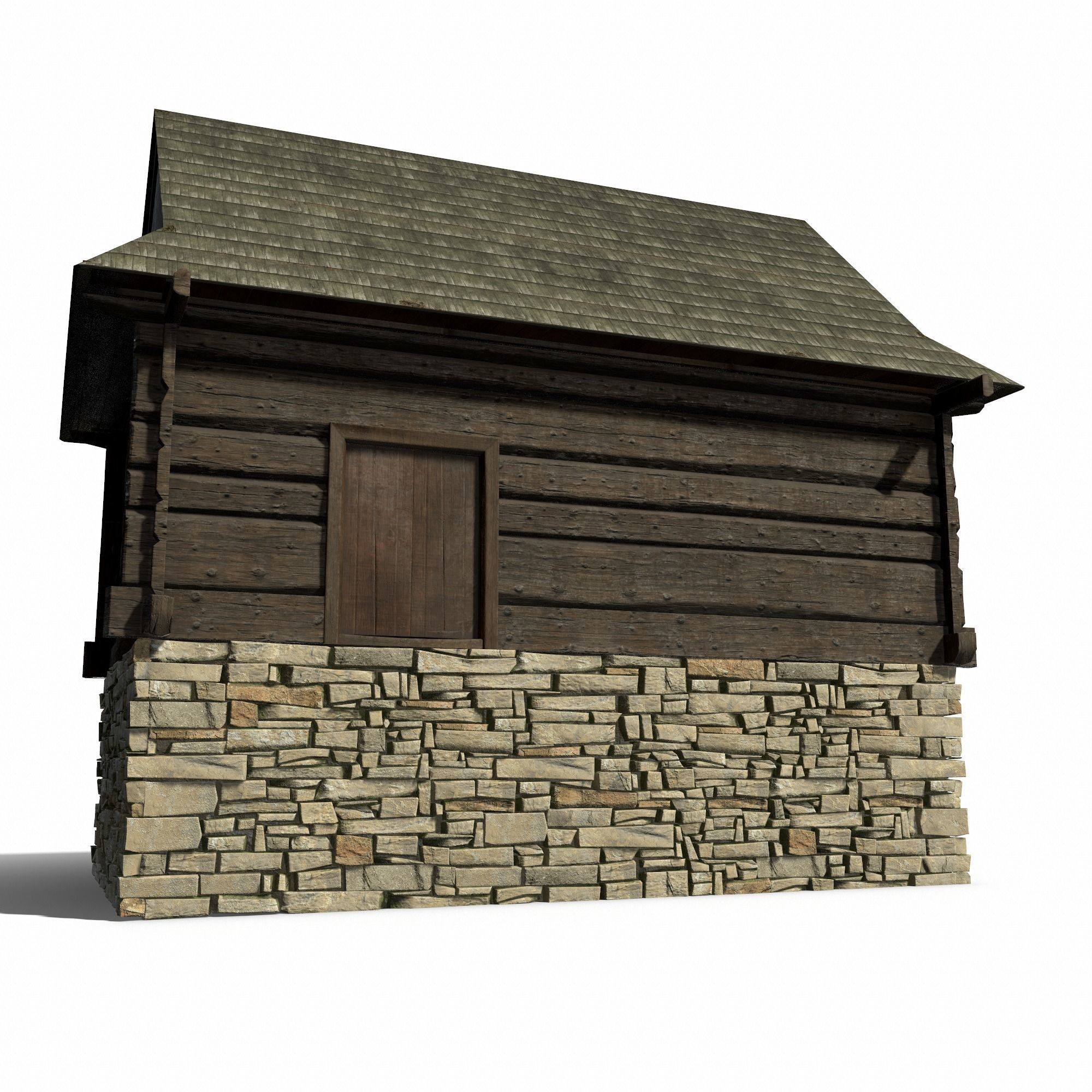 Granary Building - Slav Architecture Low-poly 3D model_12