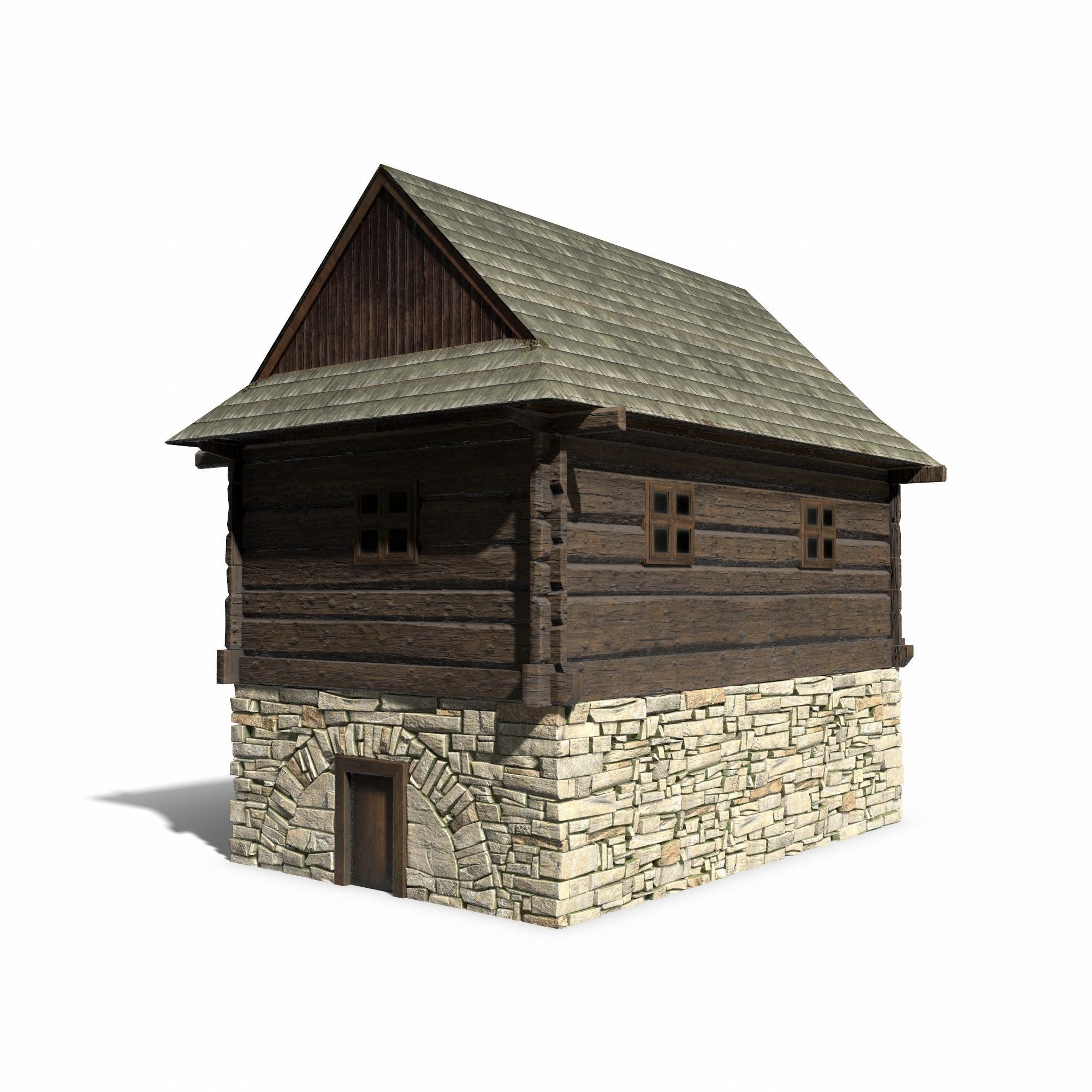 Granary Building - Slav Architecture Low-poly 3D model_15