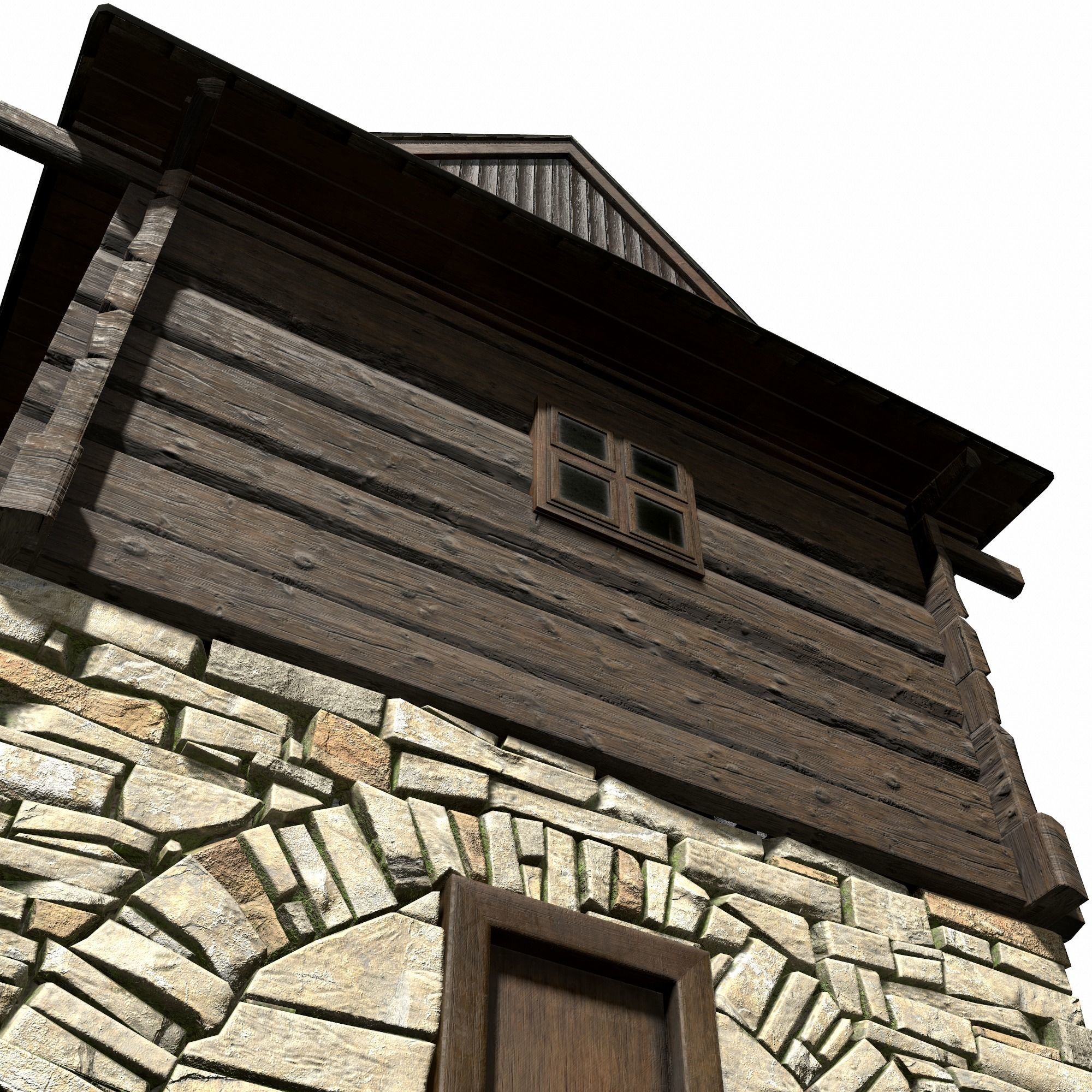 Granary Building - Slav Architecture Low-poly 3D model_23