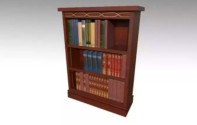 Bookshelf wooden bookcase with books