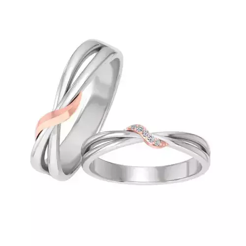 Couple Band Ring 3dm stl render detail