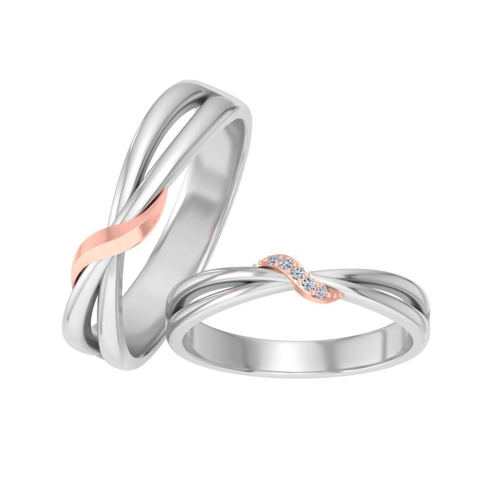Couple Band Ring 3dm stl render detail 3D print model_3