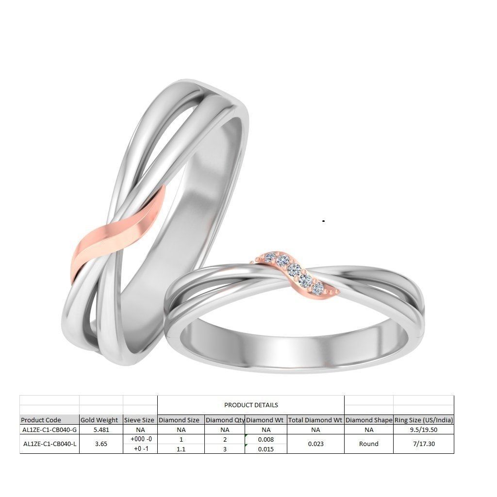 Couple Band Ring 3dm stl render detail 3D print model_7