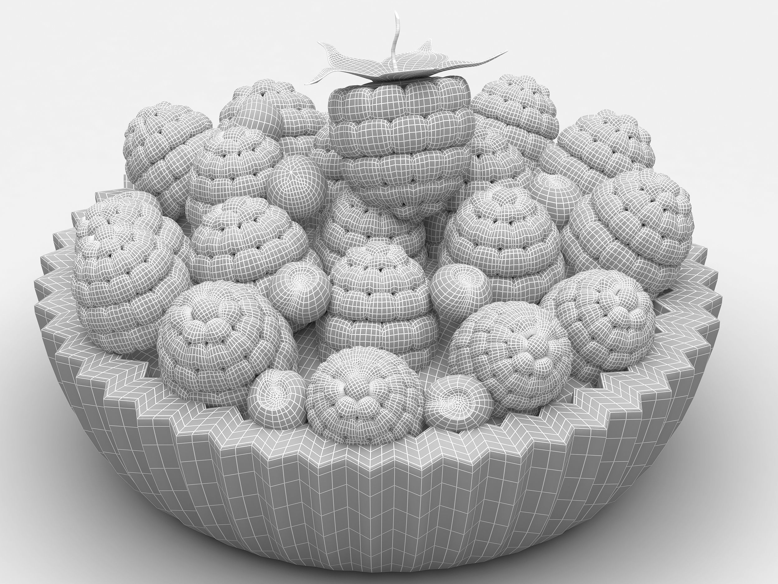 Cupcake fruit tart with raspberries and blueberries 3D model_2