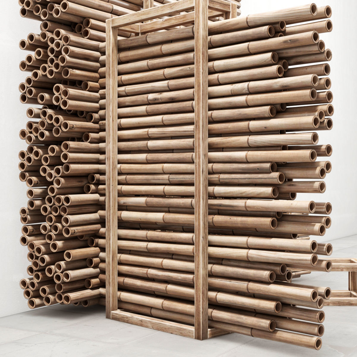 Firewood bamboo 3D model_2