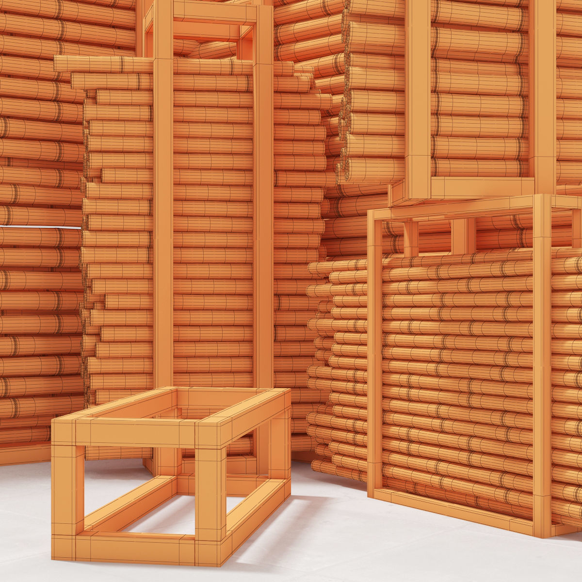 Firewood bamboo 3D model_4