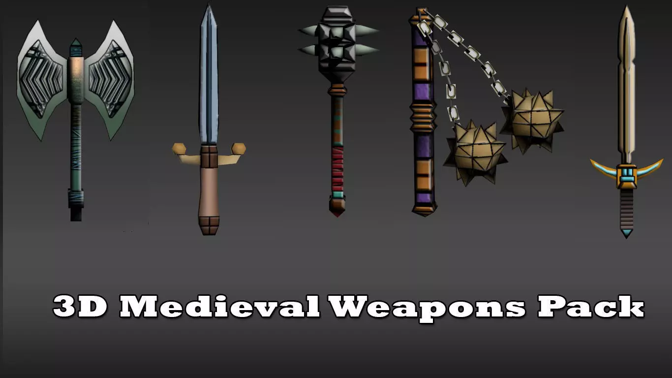 Game-ready Medieval Swords 3D Collection Low-poly 3D model_0