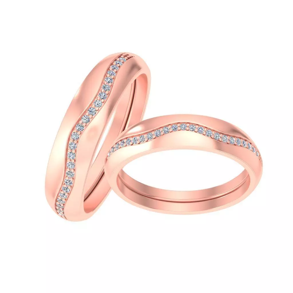 Couple Band Ring 3dm stl render detail 3D print model_0