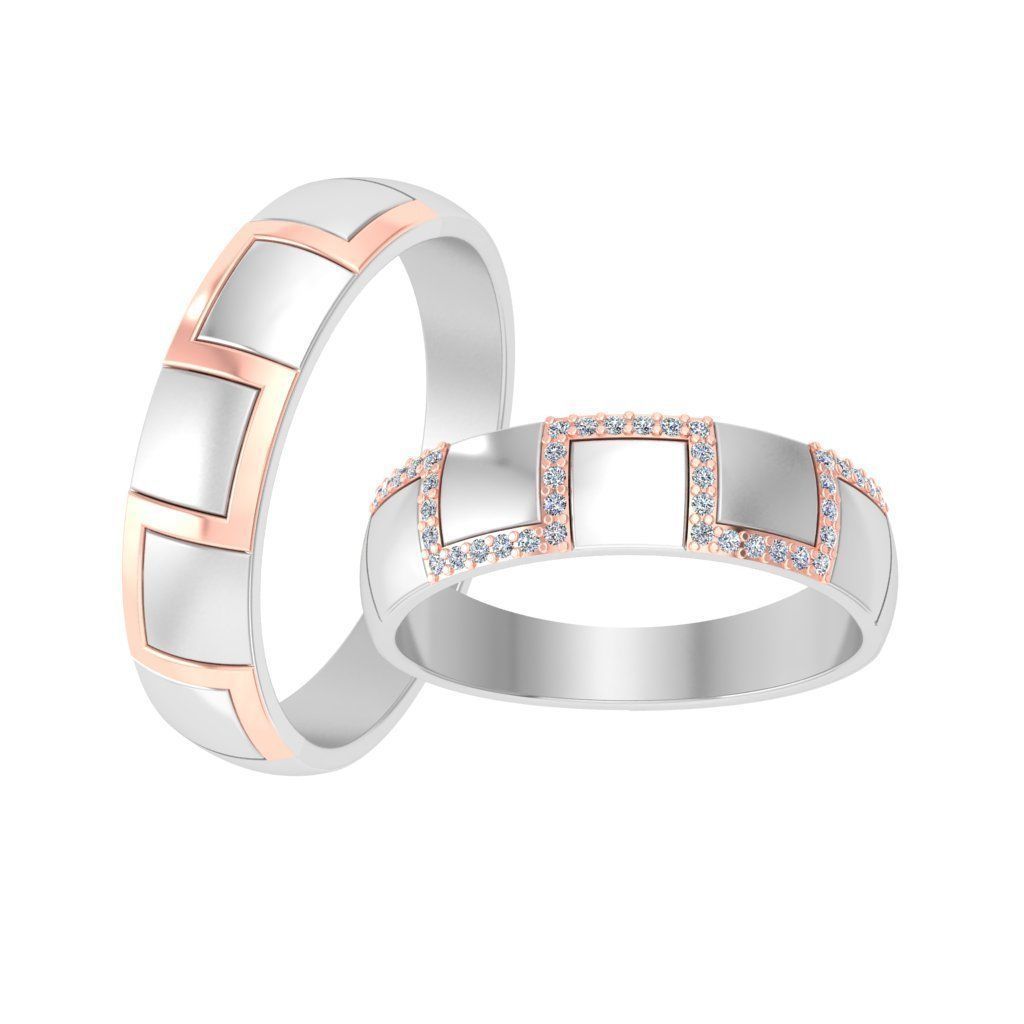 Couple Band Ring 3dm stl render detail 3D print model_11