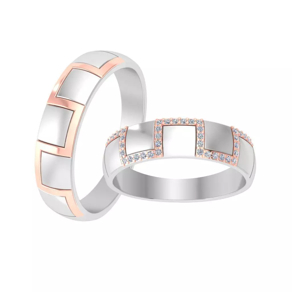 Couple Band Ring 3dm stl render detail 3D print model_0