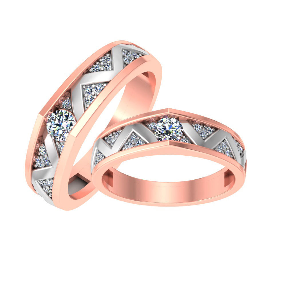 Couple Band Ring 3dm stl render detail 3D print model_3
