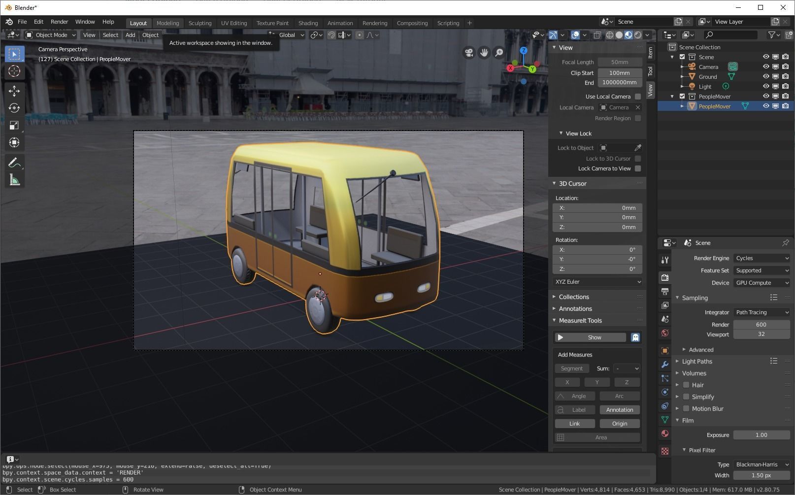 Autonomous Electric People Mover Low-poly 3D model_15