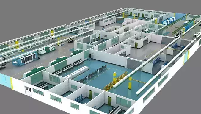 Factory floor plan 3D model