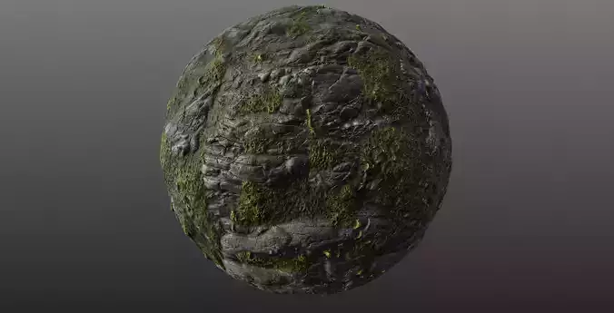 Mossy Cliff Rock 001 PBR Material Texture