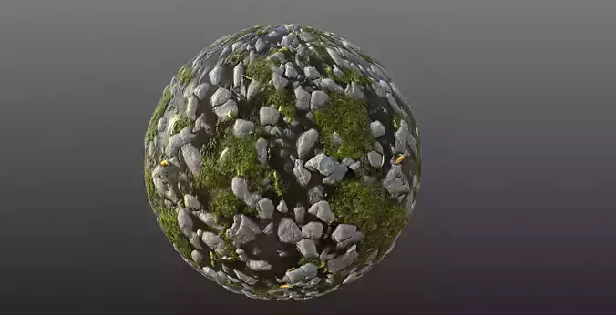 Mossy River Stones 002 PBR Material