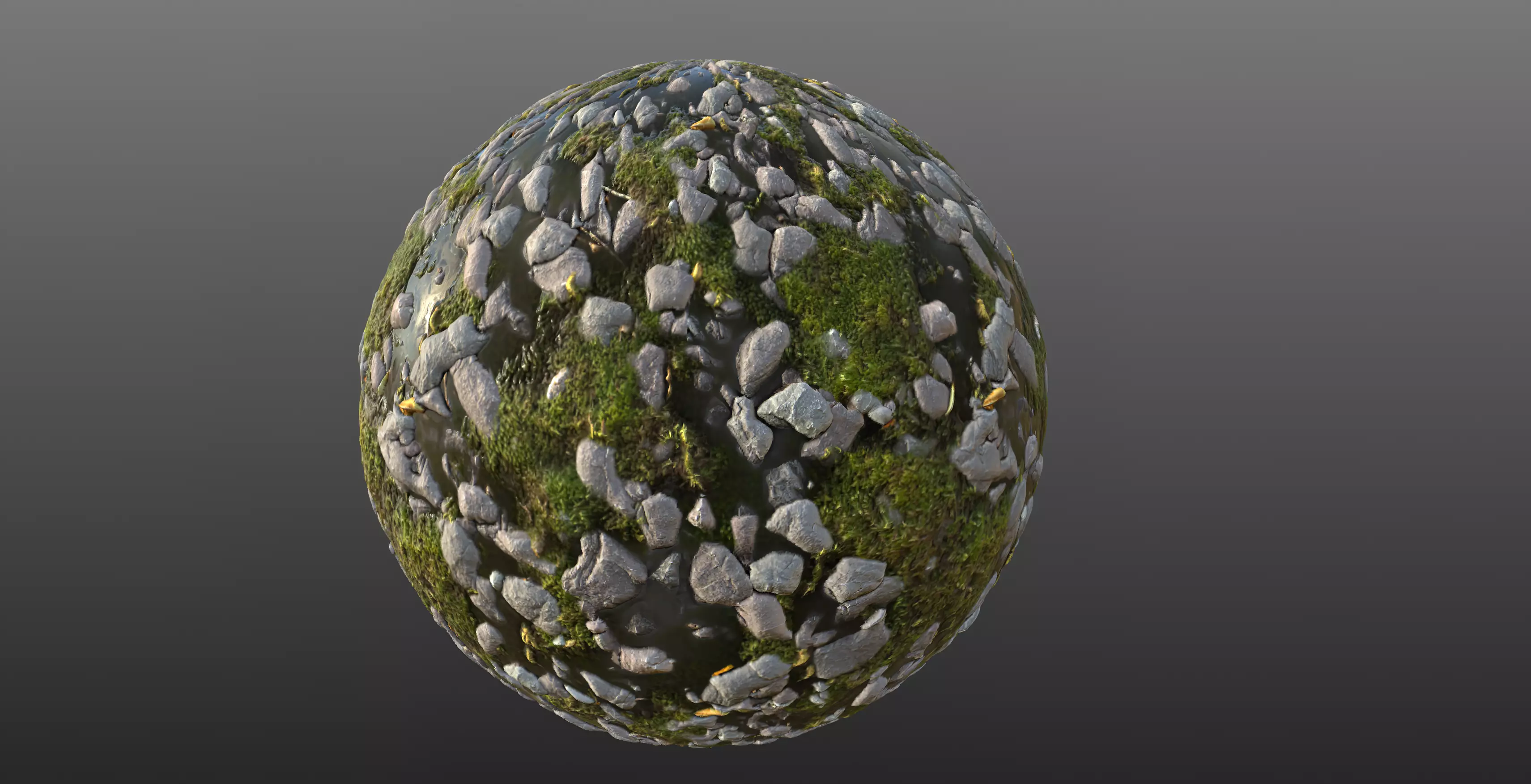 Mossy River Stones 002 PBR Material Texture_0