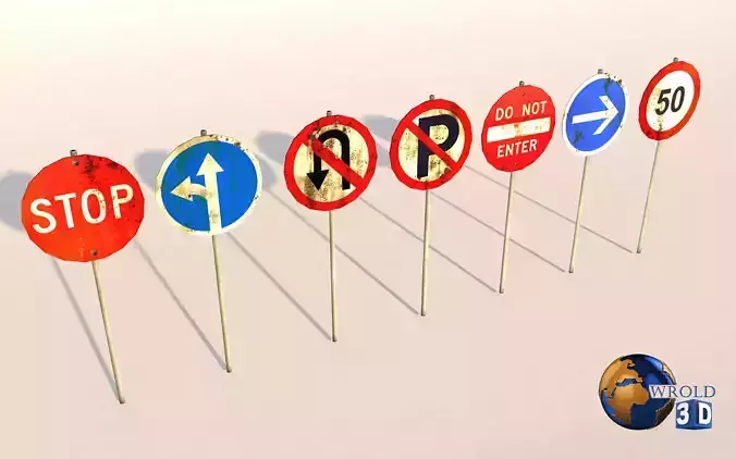 lowpoly road sign 3d model