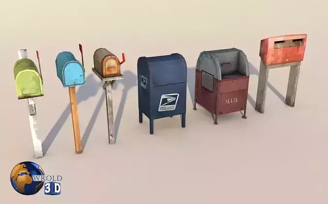 Realistic Mailbox collection pack lowpoly 3d model