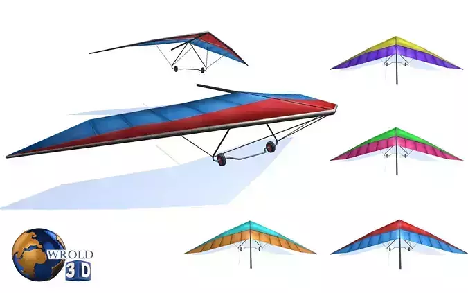 lowpoly hang glider set 3d model