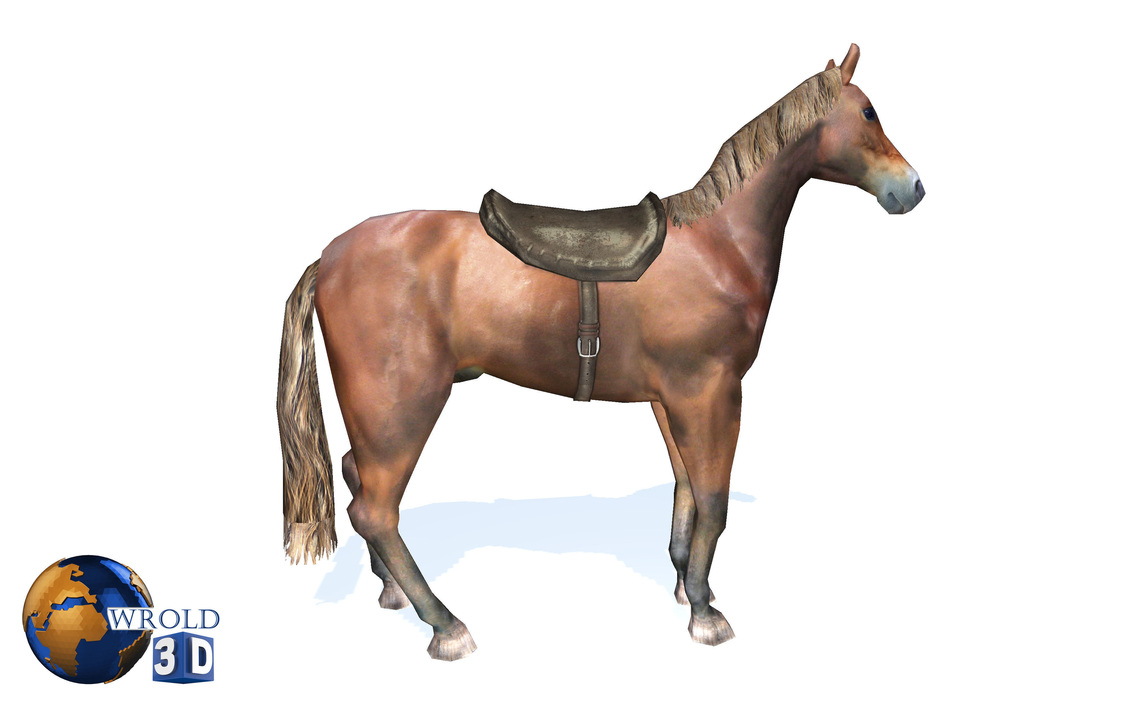 Lowpoly Horse Rigged Animated 3d model Low-poly 3D model_2
