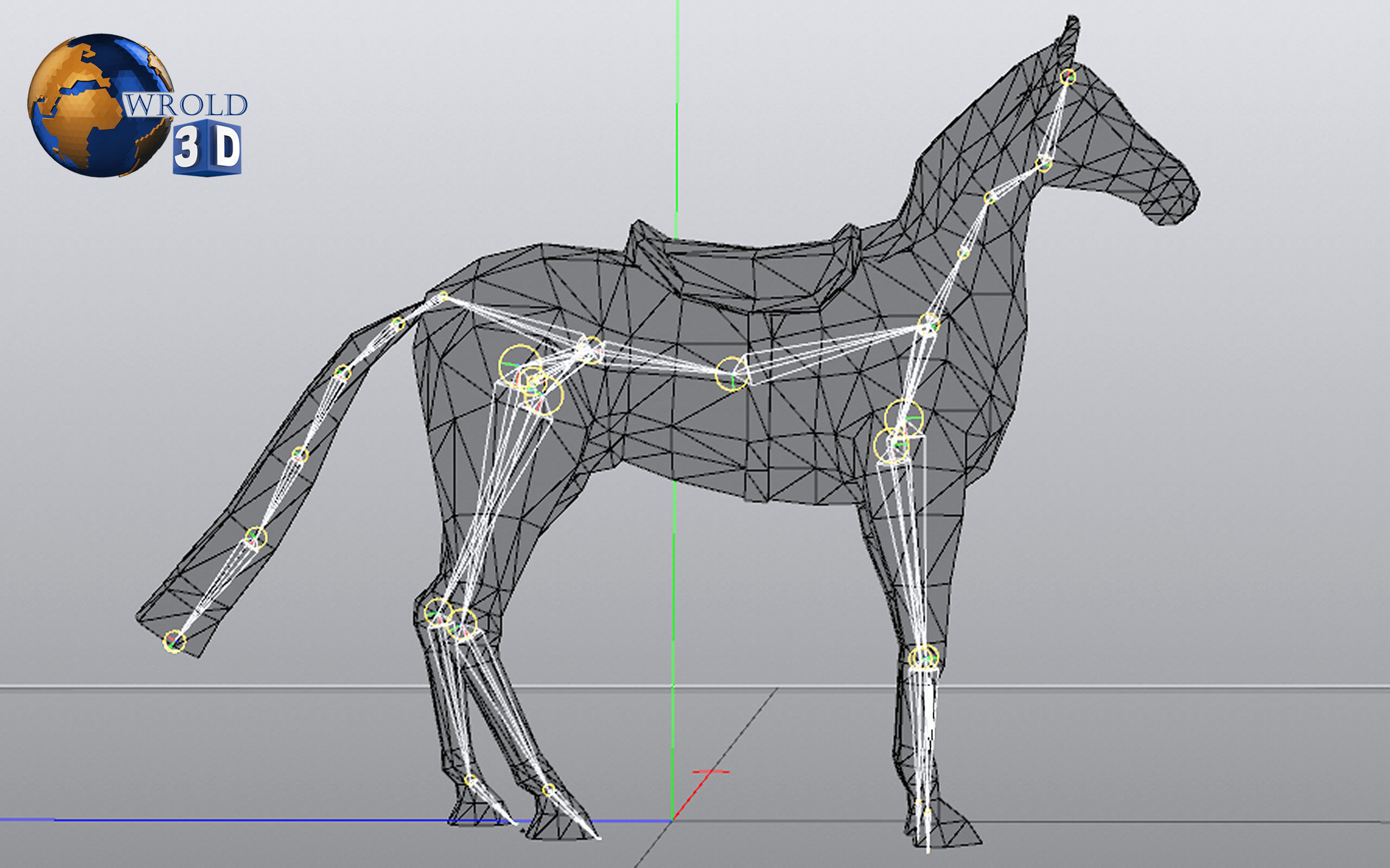 Lowpoly Horse Rigged Animated 3d model Low-poly 3D model_7
