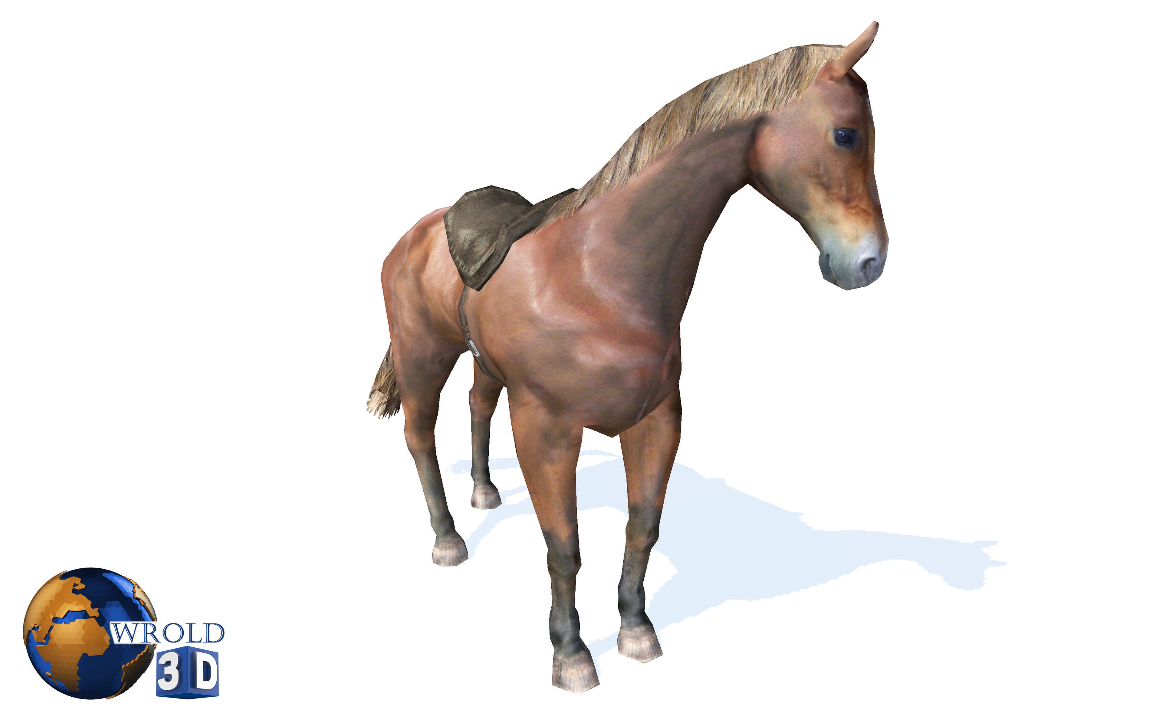 Lowpoly Horse Rigged Animated 3d model Low-poly 3D model_1