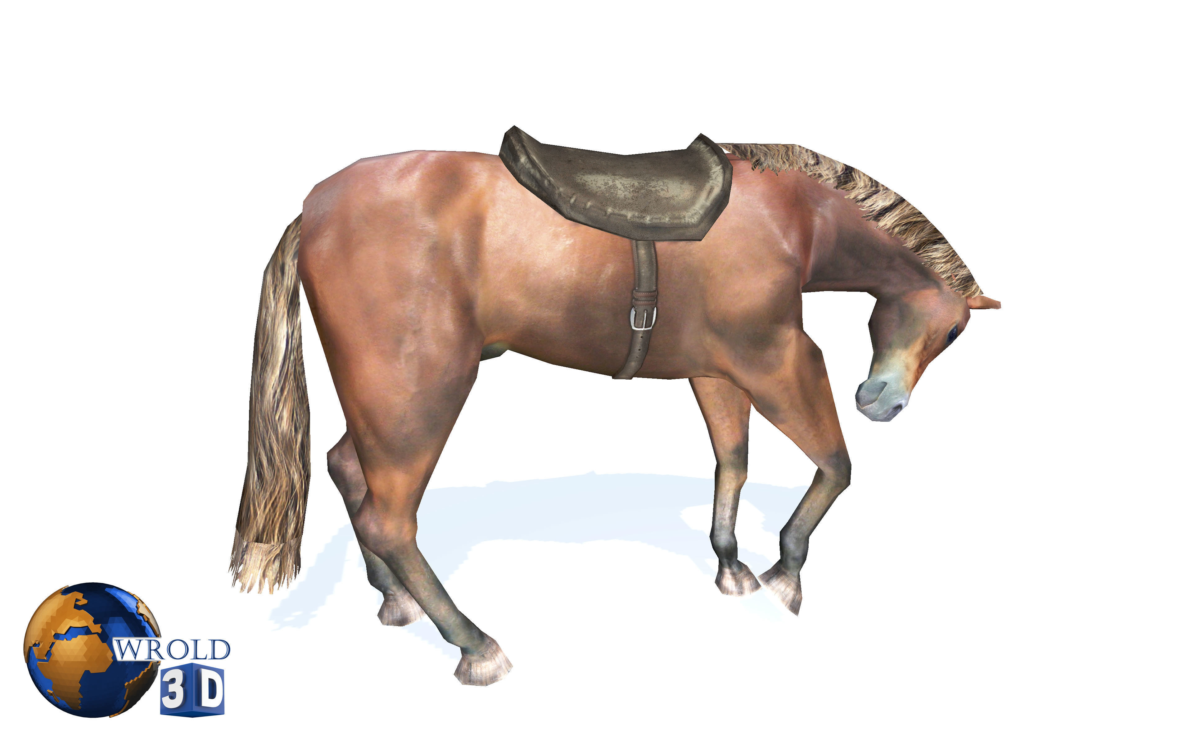 Lowpoly Horse Rigged Animated 3d model Low-poly 3D model_3