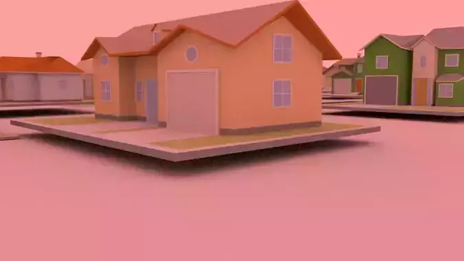 Houses on floating platform