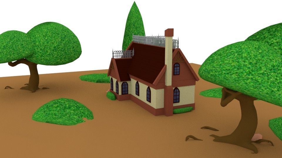 HouseVilla house in countryside 3D model_1